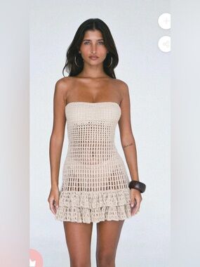 Indah Bonnie crochet dress in Toffee. Size Small
